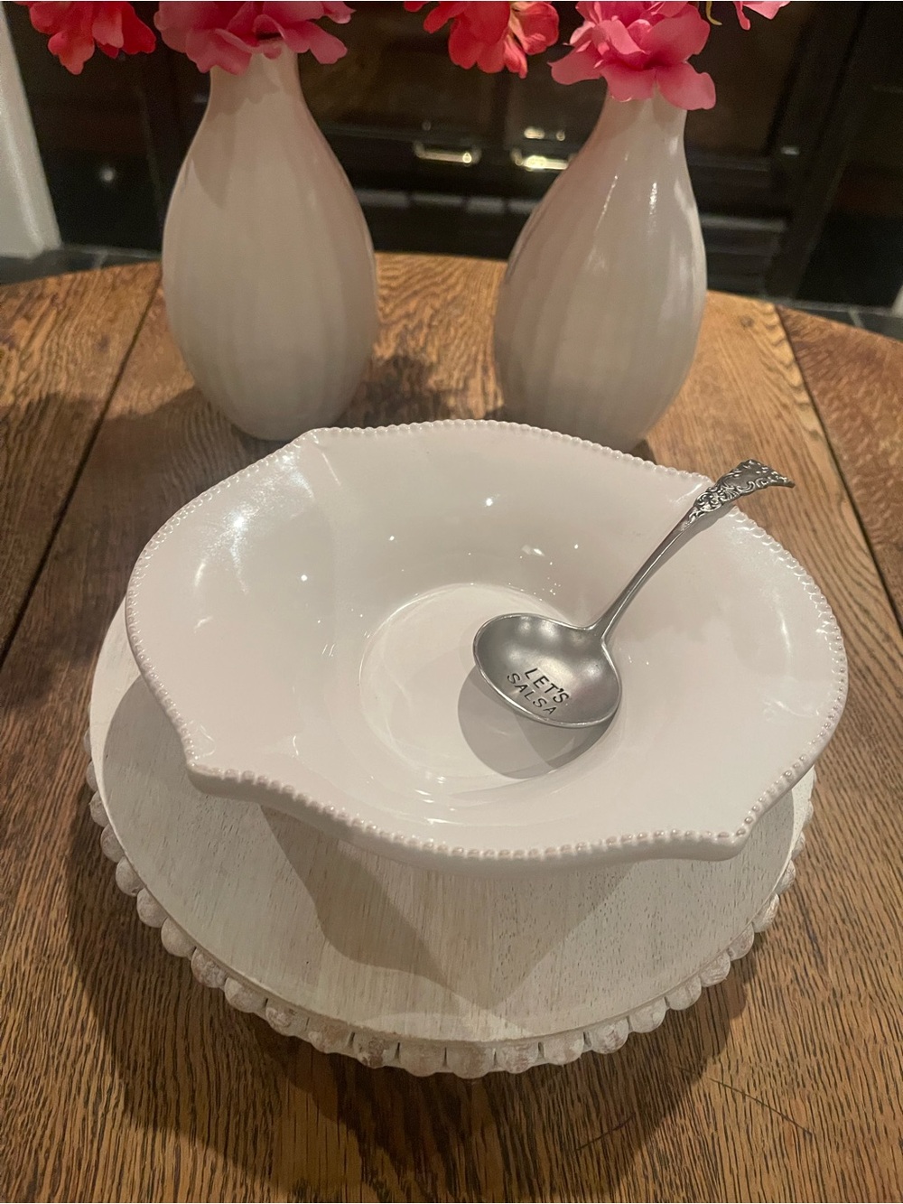 Mud Pie “Lets Salsa” White Decorative Ceramic Serving Bowl